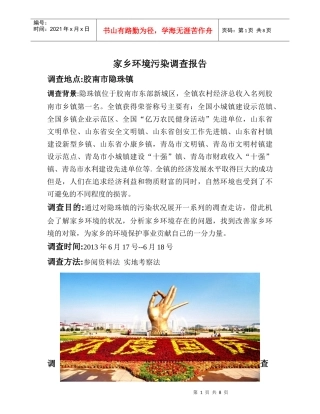 家乡环境污染调查报告