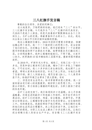 三八红旗手发言