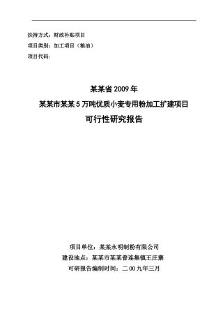 小麦专用粉加工扩建项目可行性研究报告