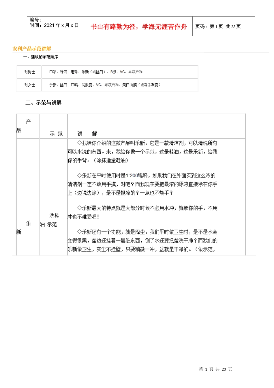安利产品示范讲解_第1页