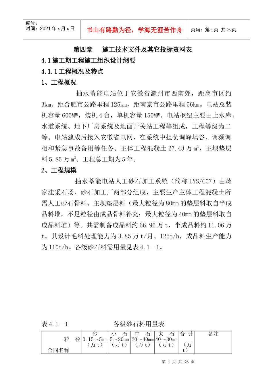 安徽某抽水蓄能电站人工砂石加工系统工程施工技术标书_第1页