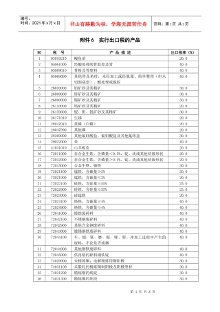 实行出口税的产品