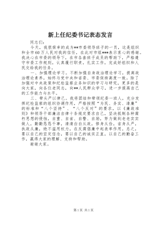 新上任纪委书记表态发言稿