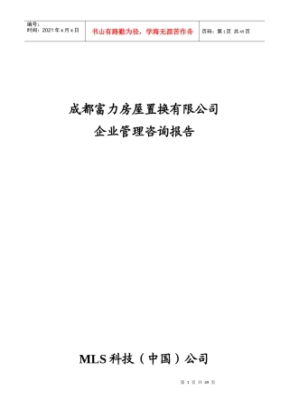 富力房屋置换公司企业管理咨询报告