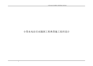 小型水电站引水隧洞典型施工组织设计