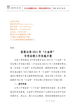 小金库专项治理工作实施方案