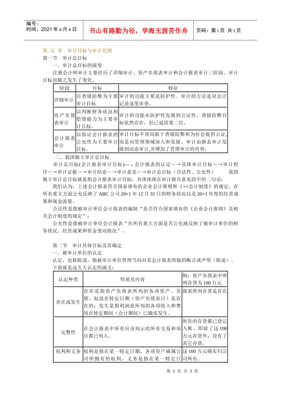 审计目标与审计范围讲义_第1页