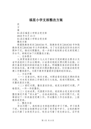 福星小学支部整改方案