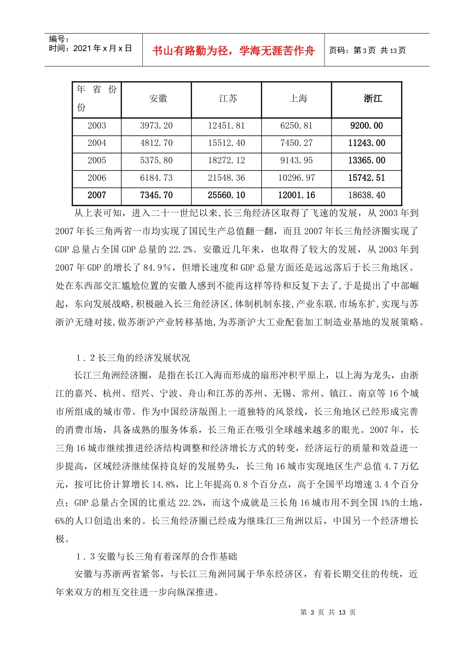 安徽地区融入长三角经济圈的可行性分析_第3页
