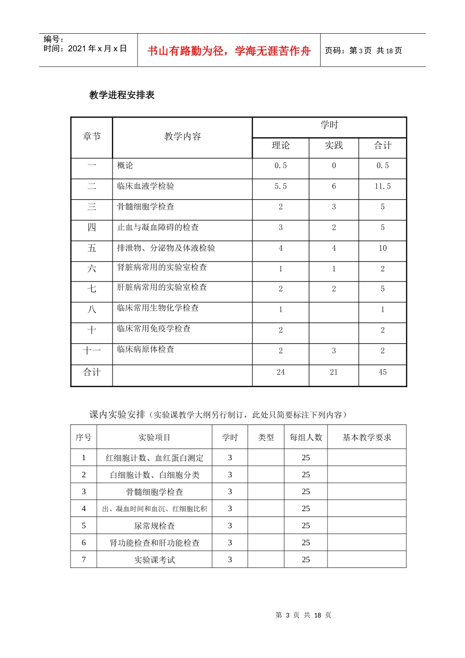 实验诊断教学大纲-实验诊断学教学大纲_第3页