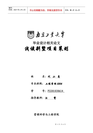小论文：浅谈别墅项目策划