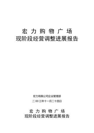 宏力购物广场现阶段经营调整进展报告(1)