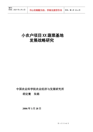 小农户项目XX蔬菜基地发展战略研究(1)