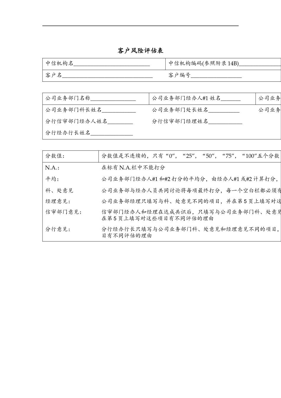 客户风险评估表_第1页