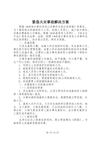 紧急火灾事故解决方案