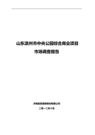 山东滨州商业物业市场调查报告XXXX