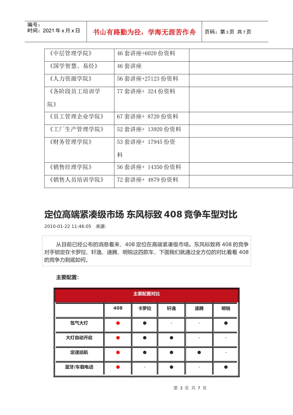 定位高端紧凑级市场、东风标致408竞争车型对比_第3页