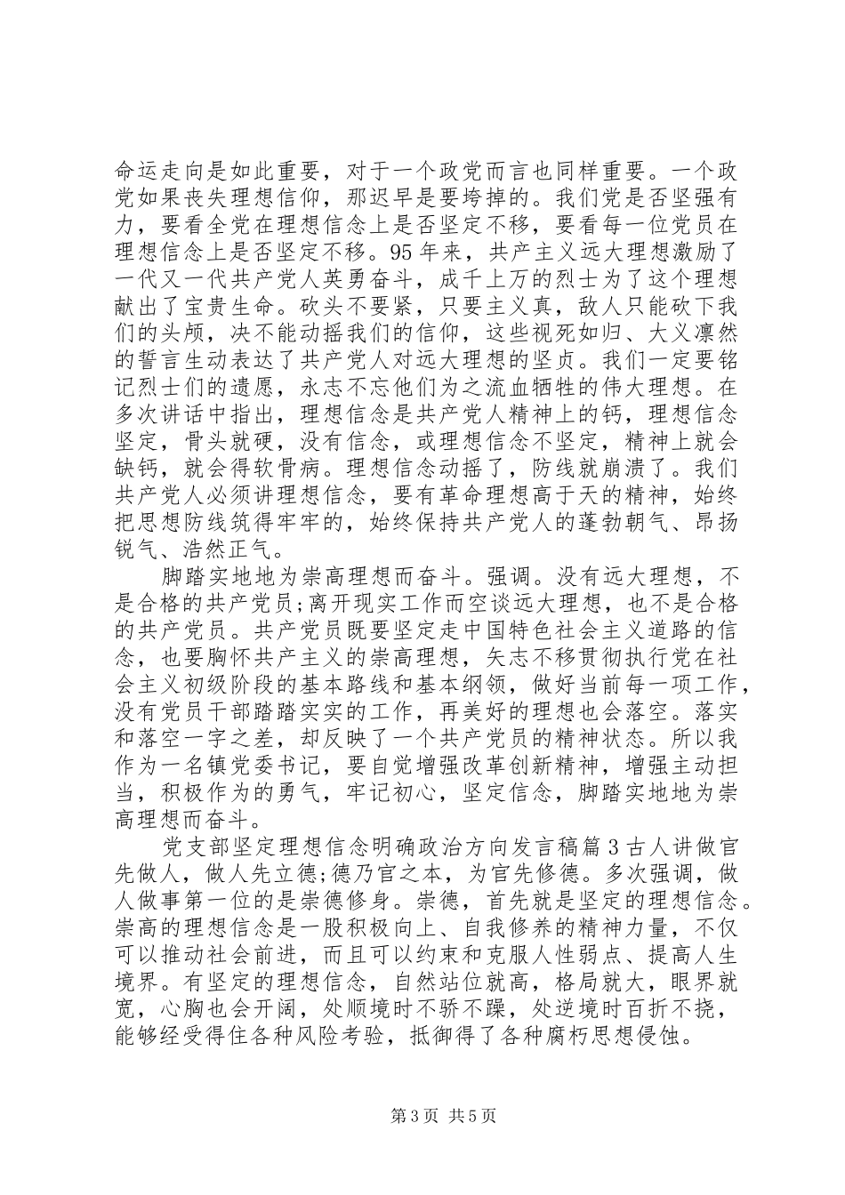 党支部坚定理想信念明确政治方向发言_第3页