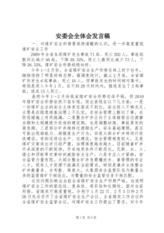 安委会全体会发言