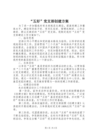 “五好”党支部创建方案