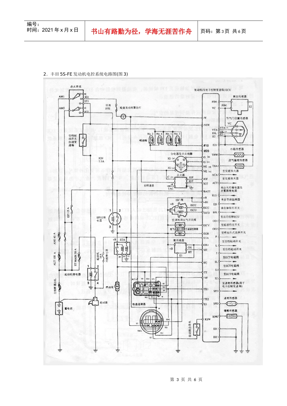 实训项目一电喷发动机结构原理认识与电路图阅读一、实训内容与要求1_第3页