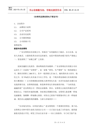 安得利招商电子策划书