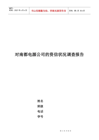 对某电源公司资信状况的调查报告