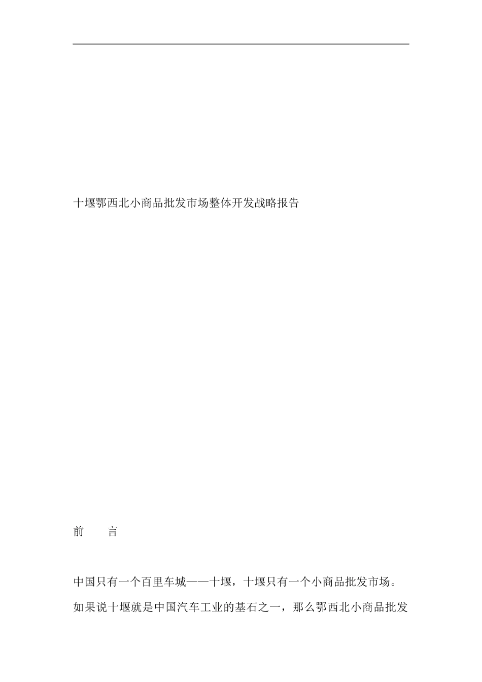 小商品批发市场整体开发战略报告_第1页