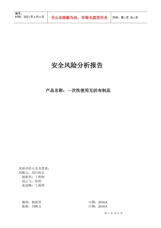 安全风险分析报告(无纺布