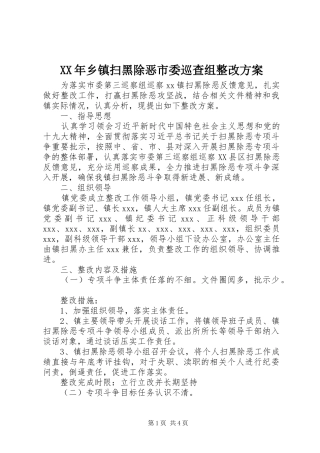 XX年乡镇扫黑除恶市委巡查组整改方案