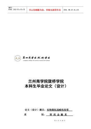 实物期权战略性投资