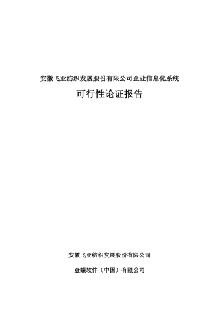 安徽飞亚纺织发展股份有限公司管理信息化项目咨询报告