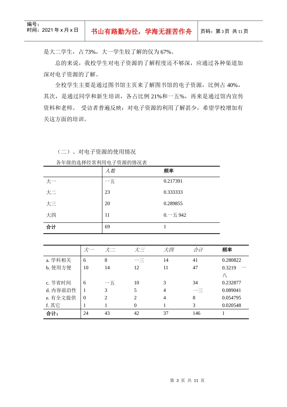 对图书馆电子资源读者利用及满意度调查报告_第3页