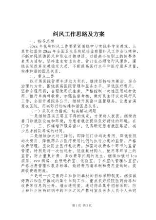 纠风工作思路及方案