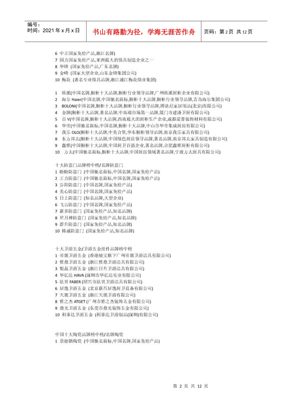 家居建材品牌及荆门铁路线路。_第2页