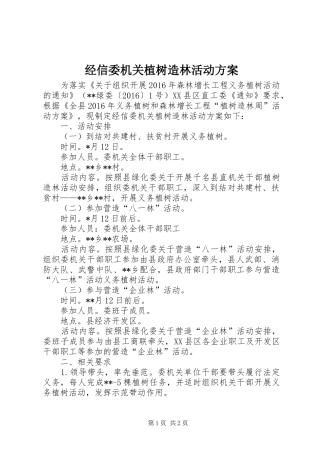 经信委机关植树造林活动方案