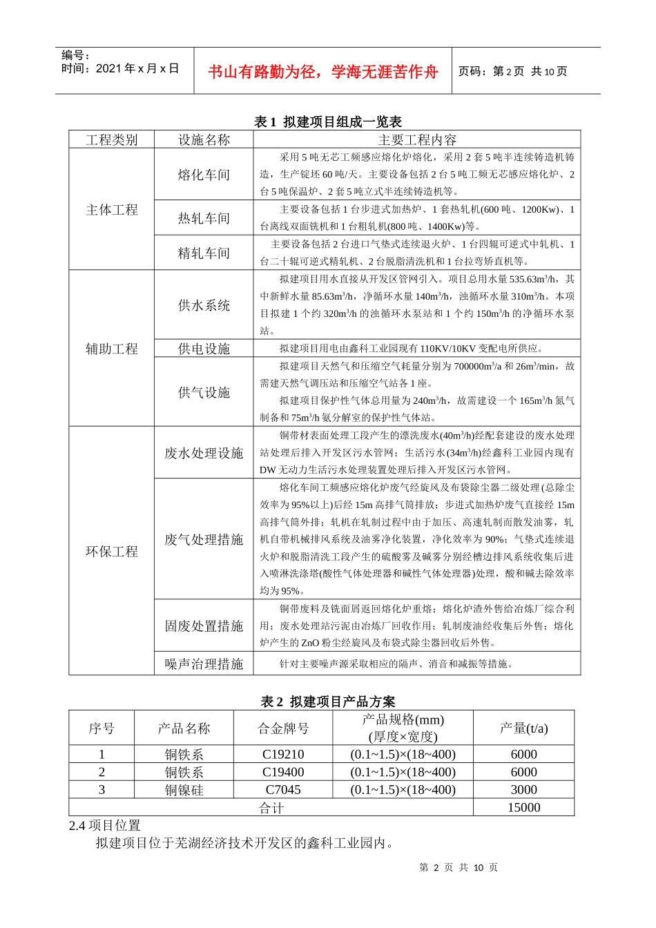 安徽鑫科新材料股份有限公司年产15000吨引线框架铜带项目_第2页