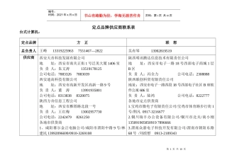 定点品牌供应商联系表