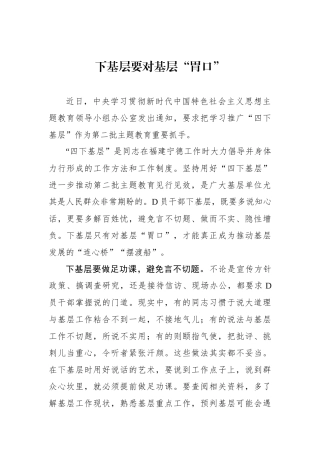 下基层要对基层“胃口”