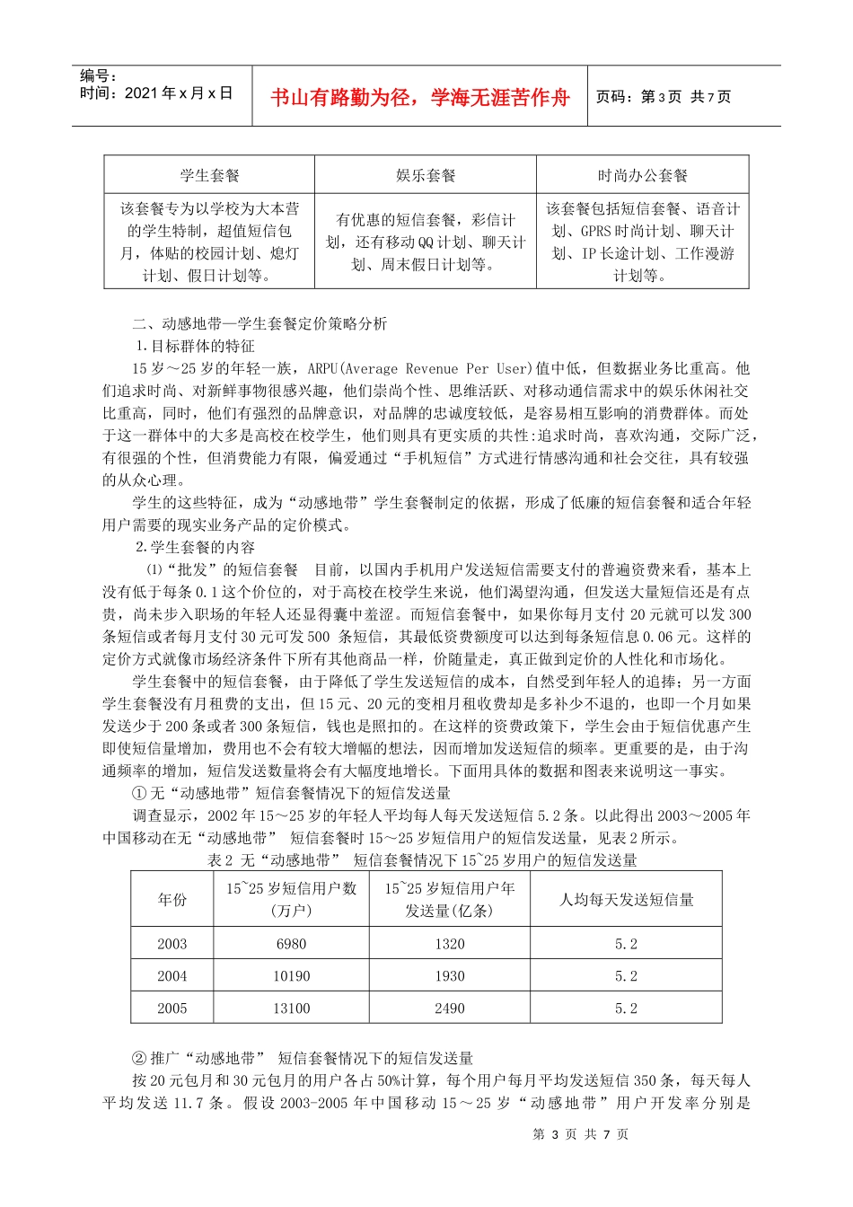 对动感地带学生套餐定价策略分析_第3页