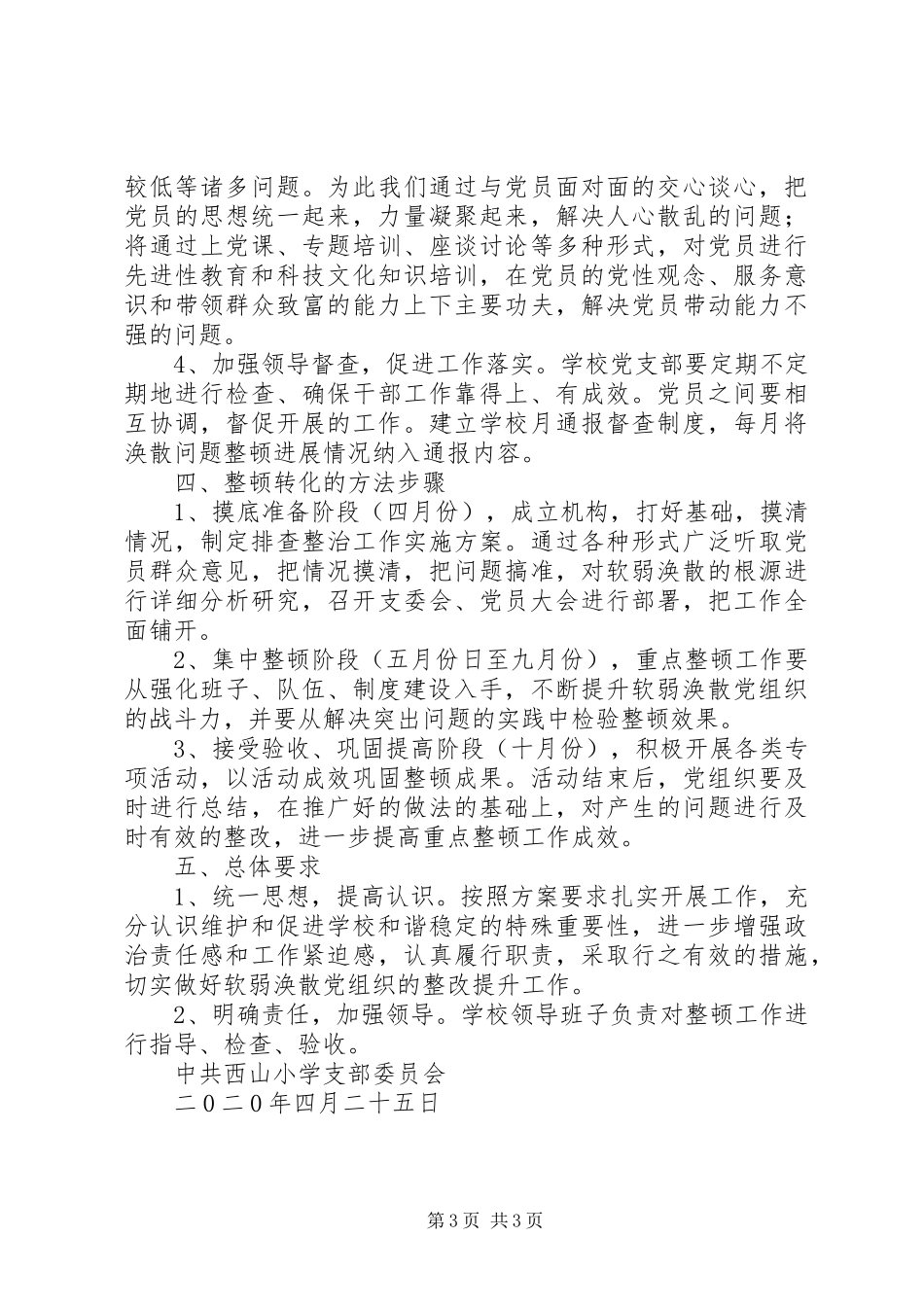 XX年度软弱涣散党支部工作整顿提升方案_第3页