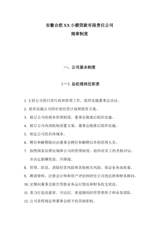 小额贷款公司制度
