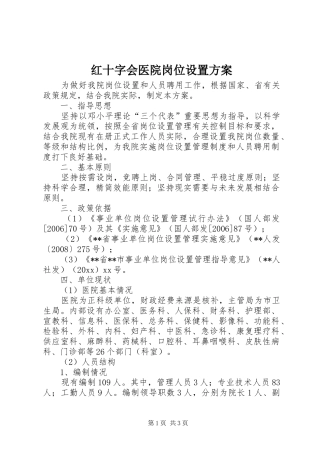 红十字会医院岗位设置方案