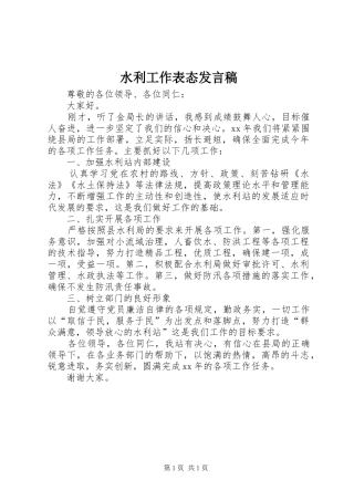 水利工作表态发言