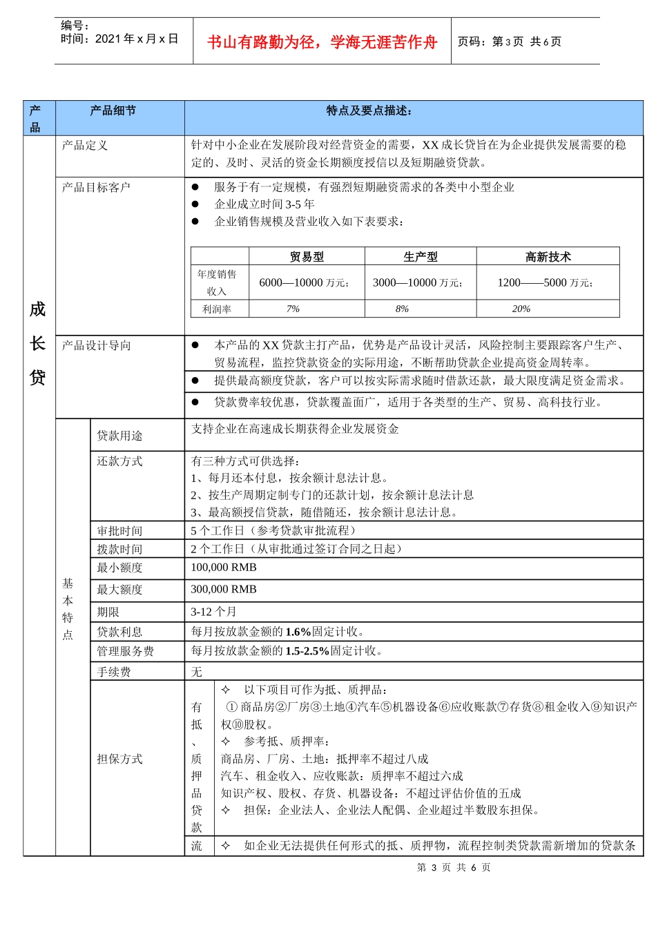 小额贷款公司产品设计模版_第3页