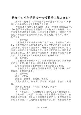 枋洋中心小学消防安全专项整治工作方案(1)