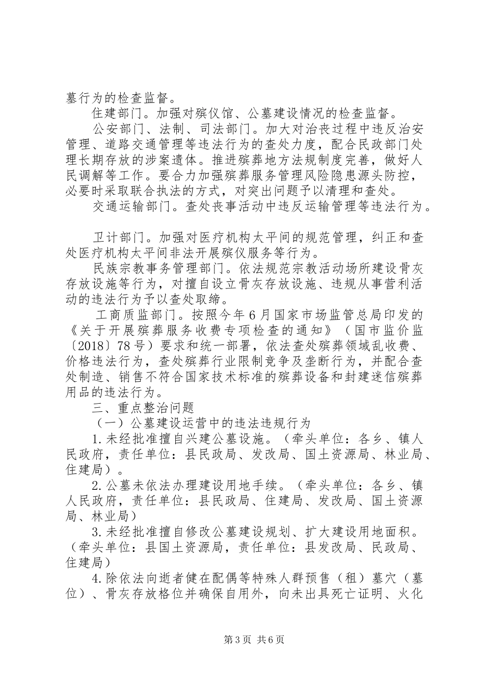 20XX年殡葬领域突出问题专项整治行动方案_第3页