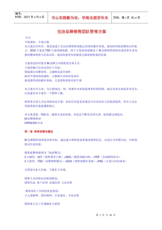 宝洁品牌销售团队管理方案(1)