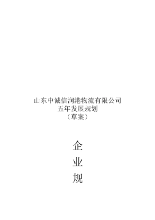 山东某物流公司五年发展规划