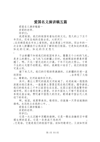 爱国名义演演讲稿五篇